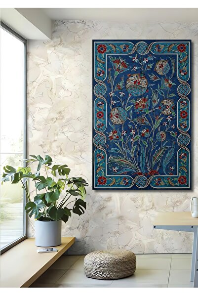 Teona Ahşap Çiçek Desenli Osmanlı Motifli Dekoratif Ahşap MDF Dikdörtgen Ev,İşyeri Duvar Tablo