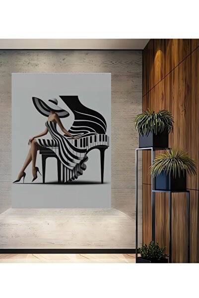 Teona Ahşap Piano Fashion Black White Decorative Wood Mdf Rectangle Home,Work...