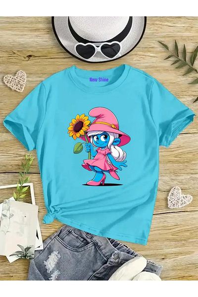 New Shine 1 tricou este un cadou pentru achiziții de 6 și mai sus în coș - Tricou pentru copii Smurfette Oversize