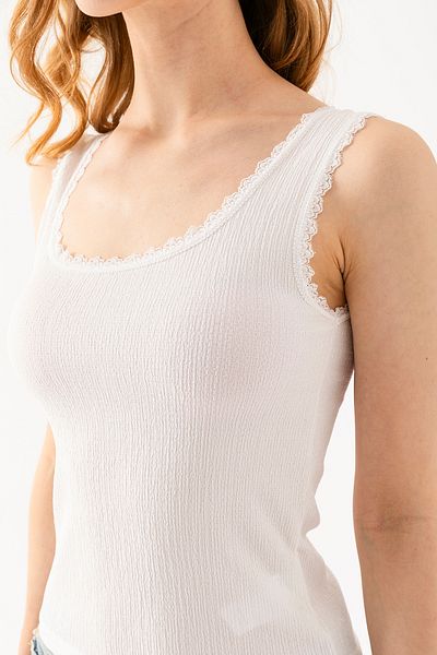GİYSA Women's Thick Strap Lace Detailed Wrapped Undershirt White - 254408