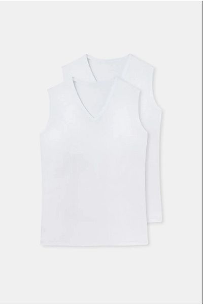 Dagi White 2-Piece V-Neck Sleeveless Men's Undershirt