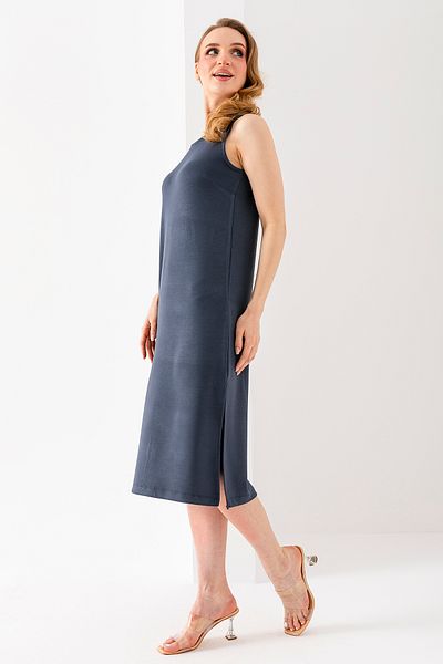 GİYSA Women's Crew Neck Sleeveless Slit Dress, Anthracite - 25Y 6267