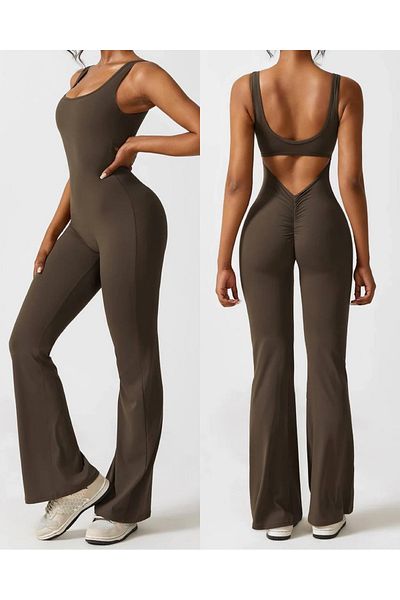 hipnoz butik Women's Submersible Fabric Back Low-Cut Suspender Jumpsuit
