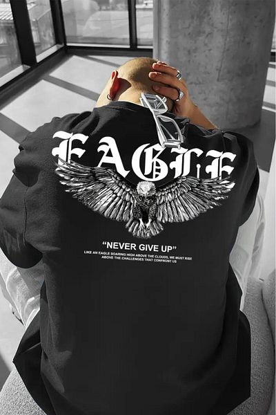 Oksit Ανδρικό μπλουζάκι με στάμπα Eagle Crew Neck Oversize