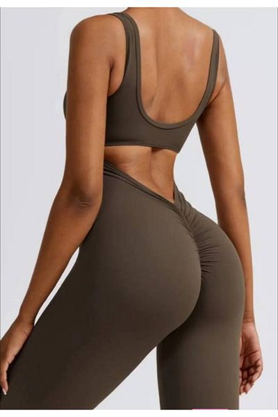 hipnoz butik Women's Submersible Fabric Back Low-Cut Suspender Jumpsuit