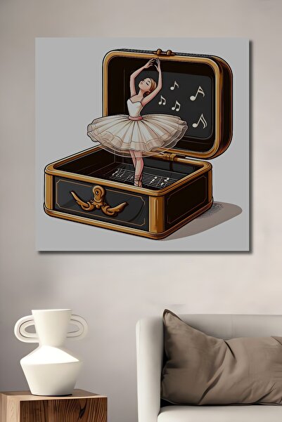 Teona Ahşap Balerin Müzik Kutusu Dekoratif Ahşap MDF Dikdörtgen Ev,İşyeri Duvar Tablo