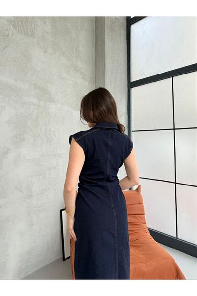 gmbutikk ROCHIE DENIM FĂRĂ MÂNECI CU DETALII DE FĂRĂ CU BUTON