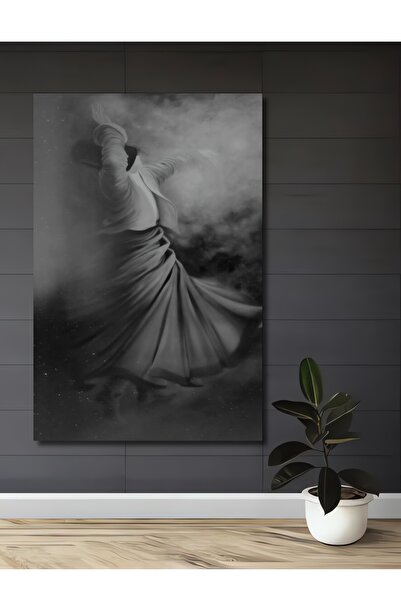 Teona Ahşap Semazen Siyah Beyaz Ahşap MDF Dekoratif Dikdörtgen Ev,İşyeri Duva...