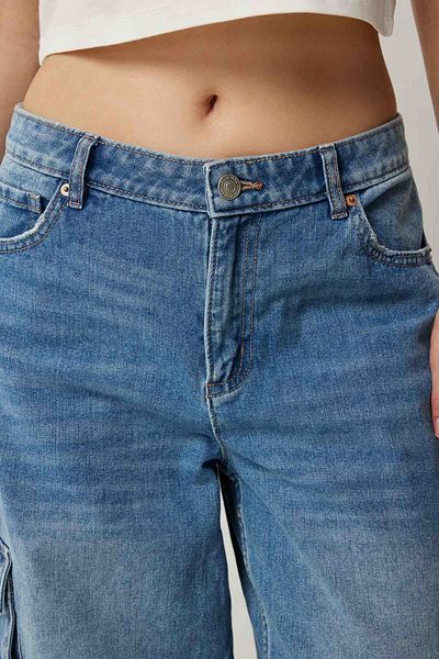 Ardene Mid Rise Wide Leg Cargo Jeans