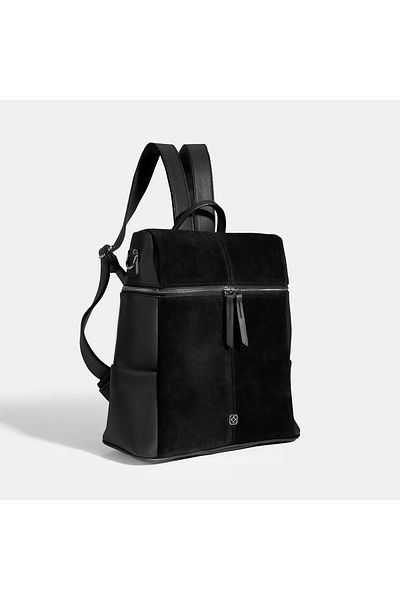 Desa Fioyla Black Women's Suede Detailed Zippered Backpack