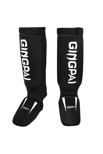 Choice L black white Cotton Boxing shin guards MMA instep ankle protector foot protection TKD kickboxing pa