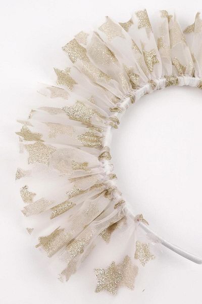 Le Mabelle Big Star White Girl's Tulle Crown