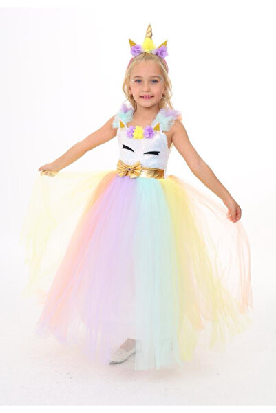 Elit Unicorn kostüm taçlı ve tarlatanlı