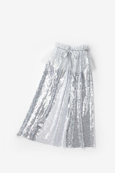 Le Mabelle Silver Sequined Girl's Party Cape