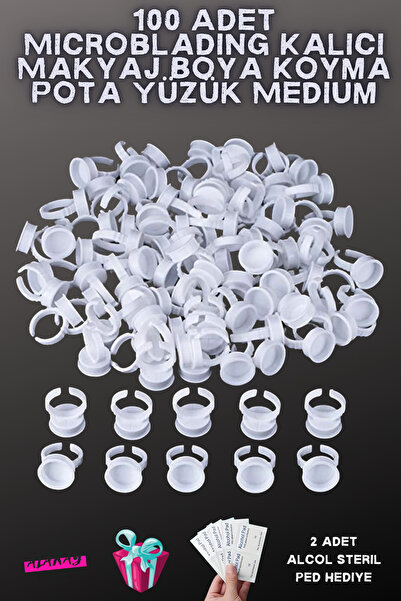 alaraycosmetics 100 bucăți Microblading pentru machiaj permanent, inel pentru oală pentru aplicarea vopselei, mediu