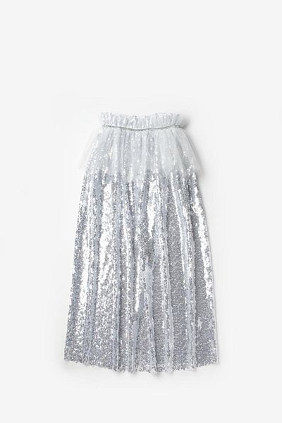 Le Mabelle Silver Sequined Girl's Party Cape