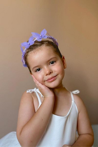 Le Mabelle Girl Lilac Butterfly Patterned Helen Crown