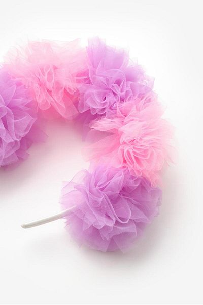 Le Mabelle Pink Lilac 5-Piece Tulle Pompom Girl's Crown