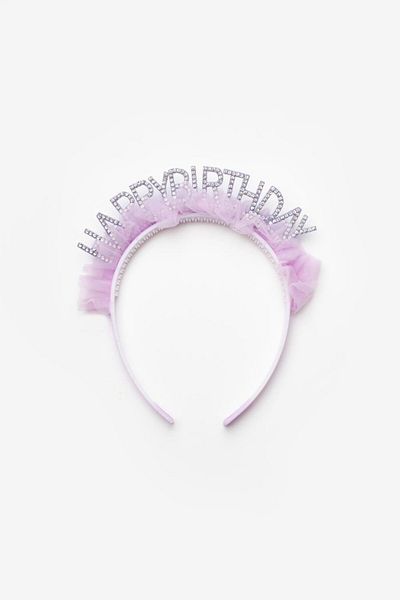 Le Mabelle Lilac Tulle Jewelled Happy Birthday Girl's Crown