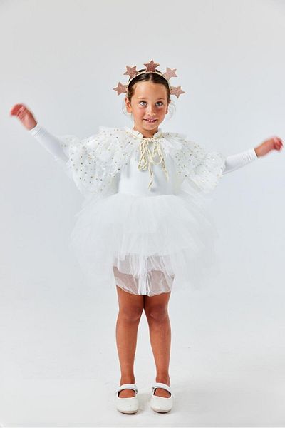 Le Mabelle White Star Girl's Short Cape