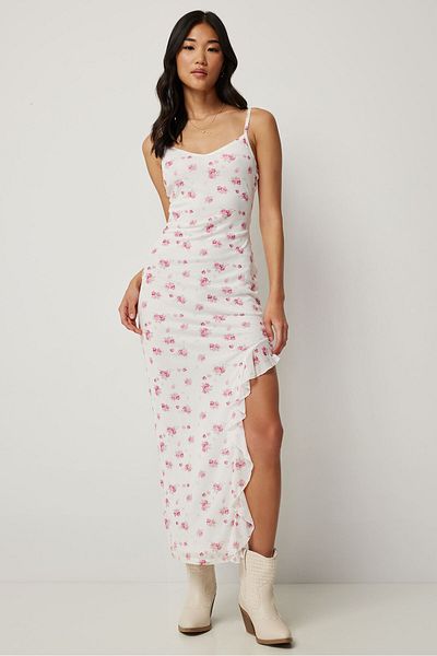 Ardene Floral Mesh Ruffle Maxi Dress