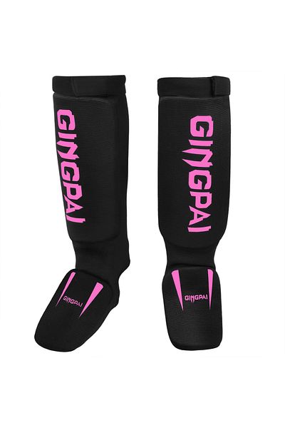 Choice L black pink Cotton Boxing shin guards MMA instep ankle protector foot protection TKD kickboxing pad