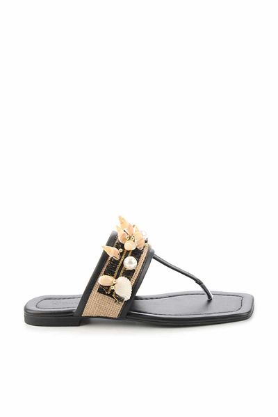 Bambi Black Leather Women's Slippers K 04862025003