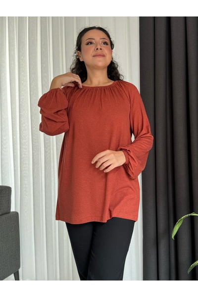 MODA Women's Plus Size Madonna Collar Wool Viscos Bluz