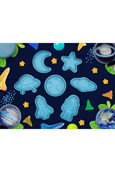 3made 🚀   مجموعة قوالب البسكويت وعجينة الحلوى ذات الطابع الفضائي - رائد الفض...