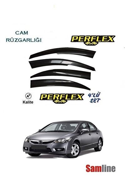 PERFLEX Honda Civic Sedan Fd6 2008 Modeller için Cam Rüzgarlığı Takımı 4'lü Set Dynamic-Mügen