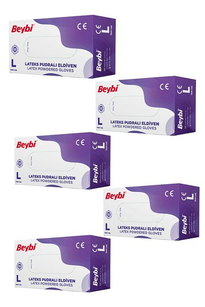 P Parla Latex Powdered Gloves 5 Boxes of 100 Size L