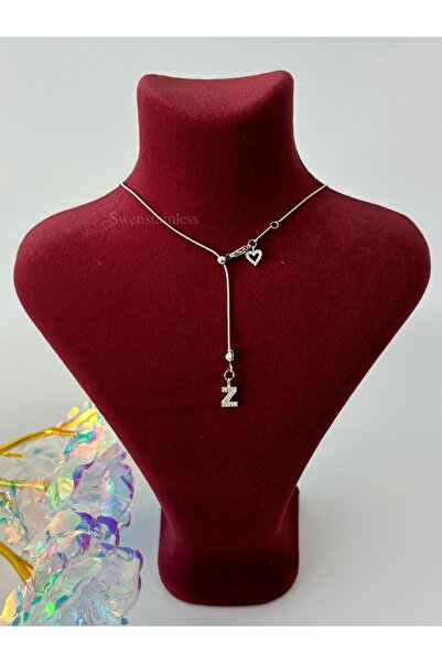 stainless steell Asansör kolye taşlı y kolye paslanmaz çelik harfli