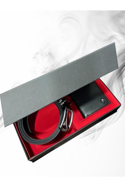 Pierre Cardin 100% Black Leather Belt & Wallet 2'Li Sports Vertical Suit Thcl.Sprkmr2D