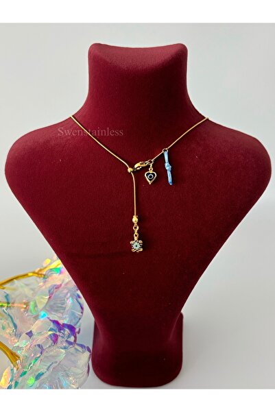 stainless steell Asansörlü kolye taşlı y kolye paslanmaz çelik harfli