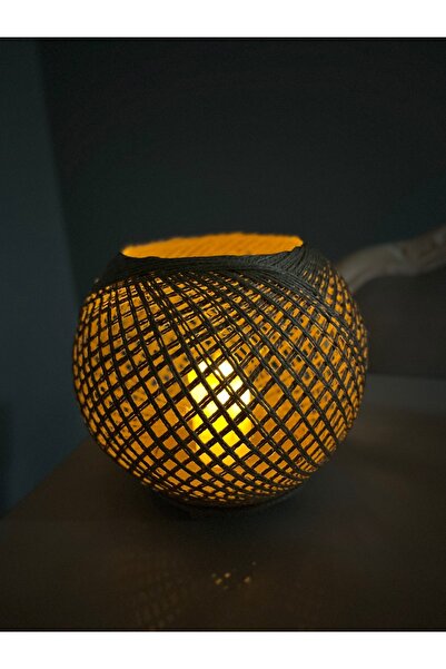 MİESSA jüt mumluk orta boy, (mum dahil değildir.)yuvarlak top şamdan/mumluk,d...