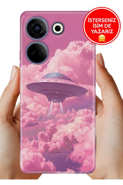 TECNO Camon 20 Pro 4G Kılıf Desenli Rubber Kamera Korumalı Silikon Pembe Ufo