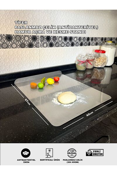 Tifer Ti̇fer 304 Stainless Steel Antibacterial Cutting and Dough Rolling Stand