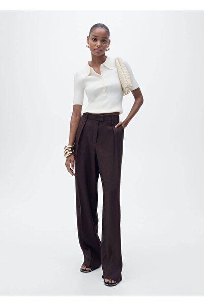 MANGO Woman Fitilli triko polo yaka kazak