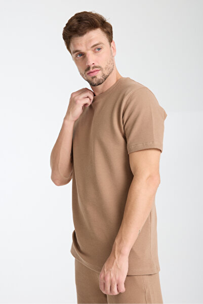 KAPHONE Men's Waffle Fabric Tshirt Shorts Suit