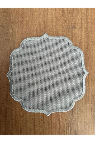 Home Sibelarthome 6 χαρτοπετσέτες παρουσίασης κοκτέιλ με κέντημα σταυροβελονιά γκρι ασημί άκρη