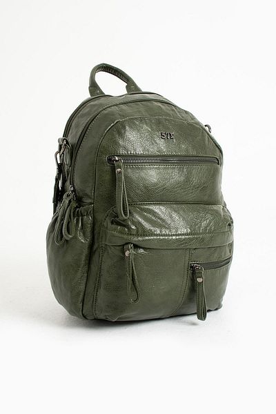 571 Collections Çanta Green Faux Leather Backpack - USB Port (Model: 571-9-12E)