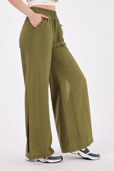 Scorp Pantaloni yoga de damă - kaki, cu fantă laterală