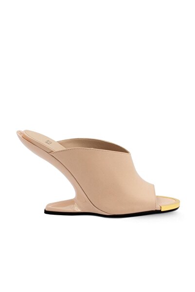 Vario Modern Tasarım İnce Topuklu Terlik N21 PUDRA PEMBE (Mules Powder Pink)