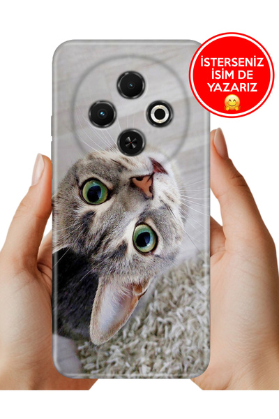 TECNO Spark 30C Kılıf Desenli Baskılı Kamera Korumalı Silikon Evdedi Kedi