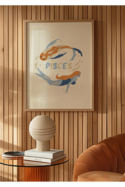 DES VU PRINT Pisces Balık Burcu, Burç Temalı Çerçevesiz Poster