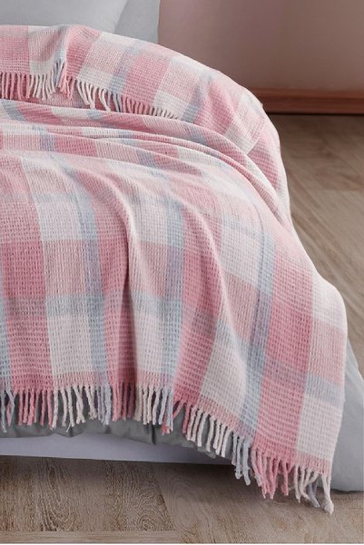 UPSTYLE Battaniye Pamuklu Tek Kişilik Warm Soft Pudra