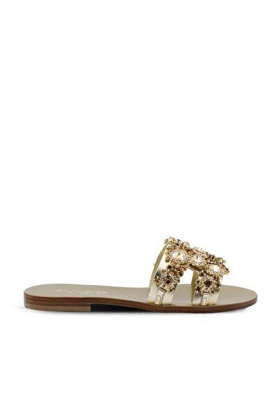 Vario Stone Detailed Flat Slippers Oro (Gold)