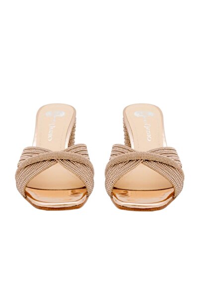 Vario Παντόφλες με χοντρό τακούνι με λεπτομέρειες από πέτρα Rose (GÜL)