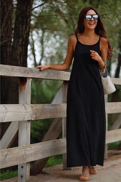 HAKKE Slim Strap Satin Elegance Dress