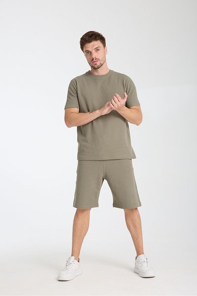 KAPHONE Men's Waffle Fabric Tshirt Shorts Suit